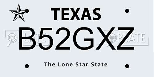 B52GXZ Texas License Plate