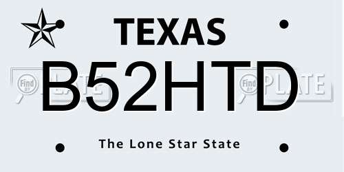 B52HTD Texas License Plate