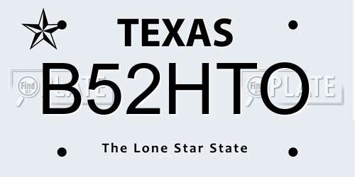B52HTO Texas License Plate