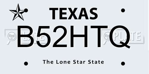 B52HTQ Texas License Plate