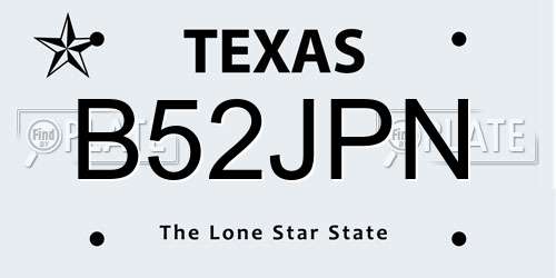 B52JPN Texas License Plate