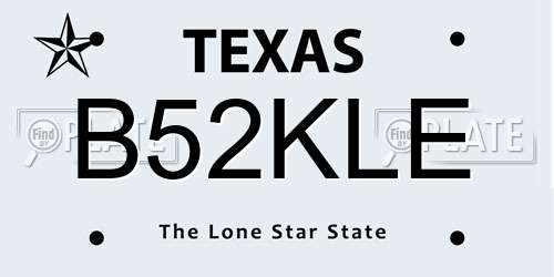 B52KLE Texas License Plate