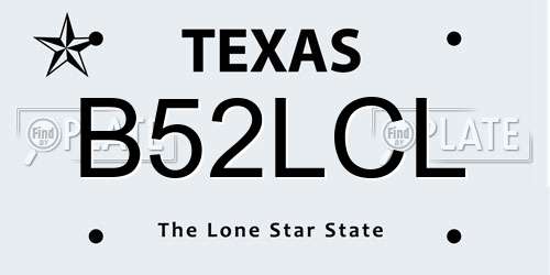 B52LCL Texas License Plate