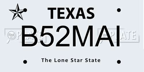 B52MAI Texas License Plate