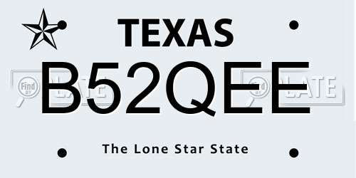 B52QEE Texas License Plate