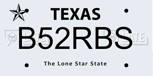 B52RBS Texas License Plate