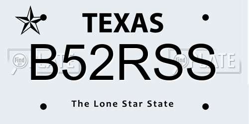 B52RSS Texas License Plate