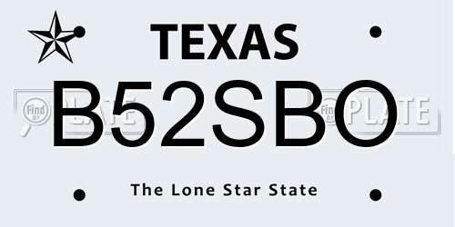 B52SBO Texas License Plate