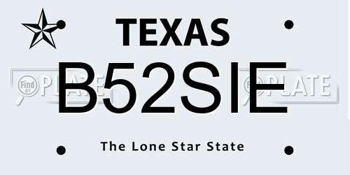 B52SIE Texas License Plate