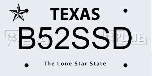 B52SSD Texas License Plate