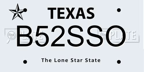 B52SSO Texas License Plate