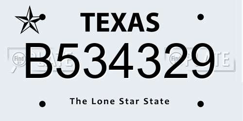 B534329 Texas License Plate