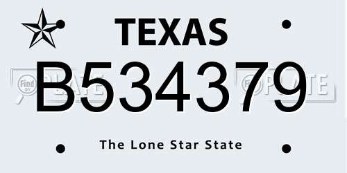 B534379 Texas License Plate