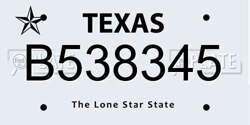 B538345 Texas License Plate