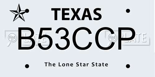 B53CCP Texas License Plate