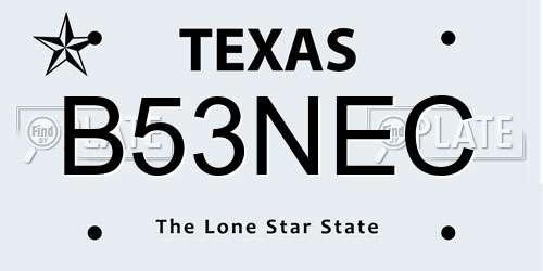 B53NEC Texas License Plate