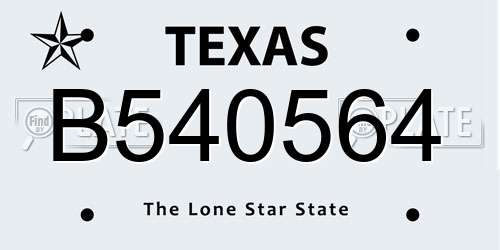 B540564 Texas License Plate