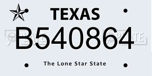 B540864 Texas License Plate