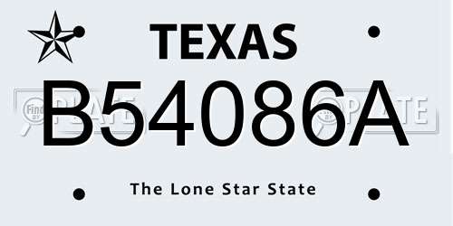 B54086A Texas License Plate