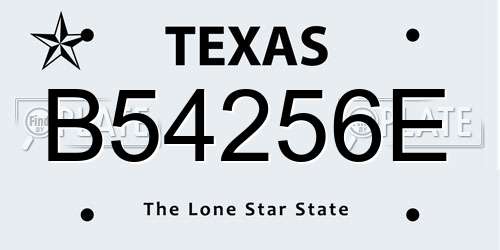 B54256E Texas License Plate