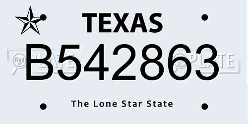 B542863 Texas License Plate