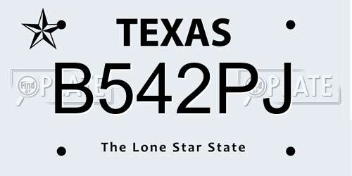 B542PJ Texas License Plate
