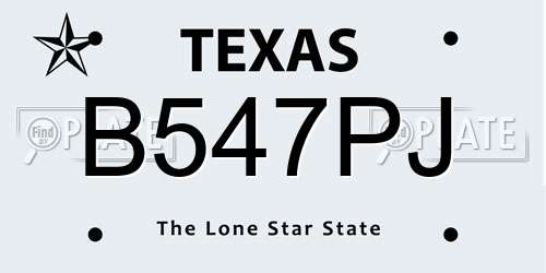 B547PJ Texas License Plate