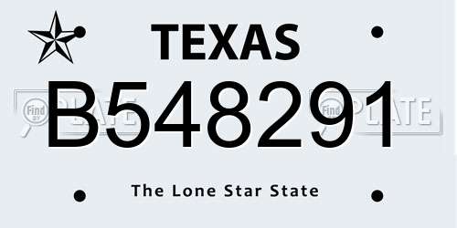 B548291 Texas License Plate