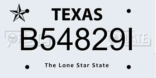 B54829I Texas License Plate