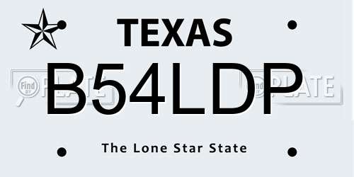 B54LDP Texas License Plate