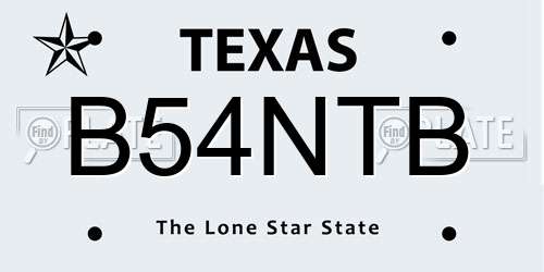 B54NTB Texas License Plate