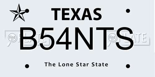 B54NTS Texas License Plate