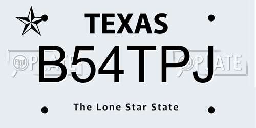 B54TPJ Texas License Plate