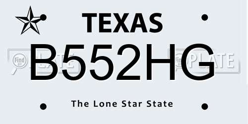 B552HG Texas License Plate