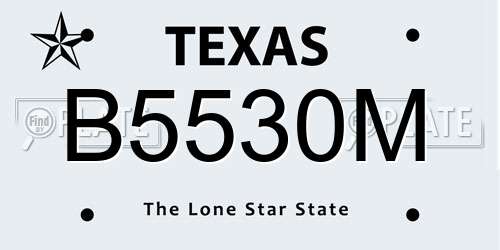 B5530M Texas License Plate