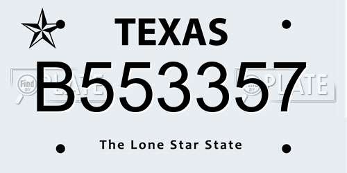 B553357 Texas License Plate
