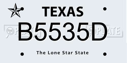 B5535D Texas License Plate