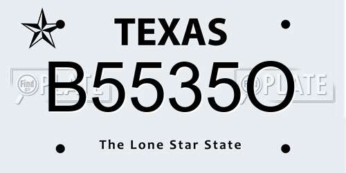B5535O Texas License Plate