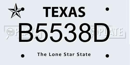 B5538D Texas License Plate