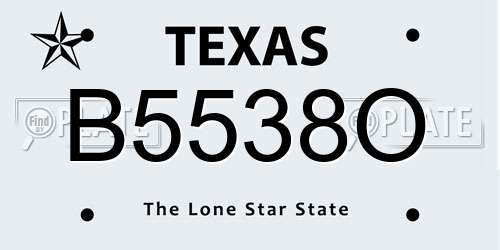 B5538O Texas License Plate