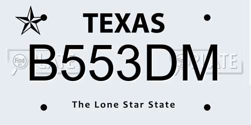 B553DM Texas License Plate