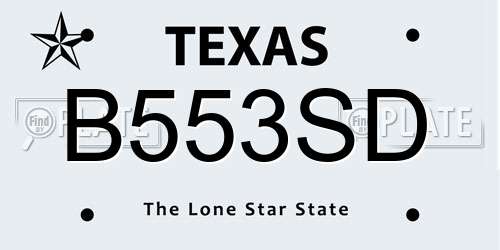 B553SD Texas License Plate
