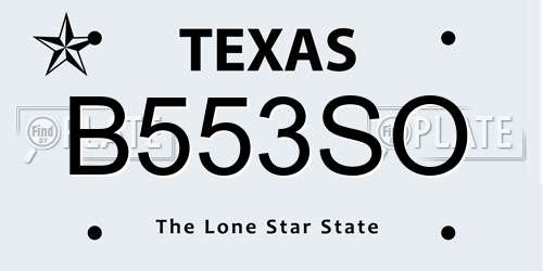 B553SO Texas License Plate
