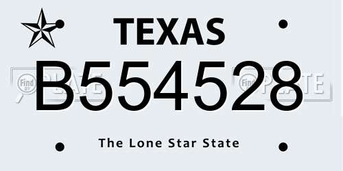 B554528 Texas License Plate