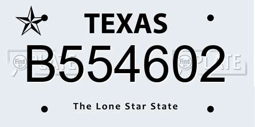 B554602 Texas License Plate