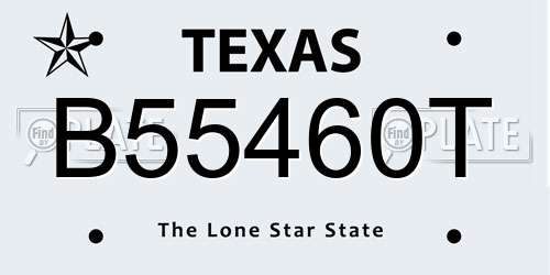 B55460T Texas License Plate