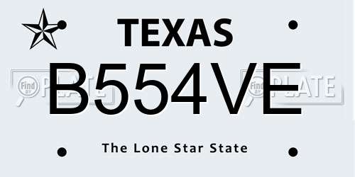 B554VE Texas License Plate