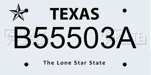 B55503A Texas License Plate
