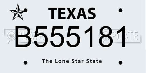 B555181 Texas License Plate