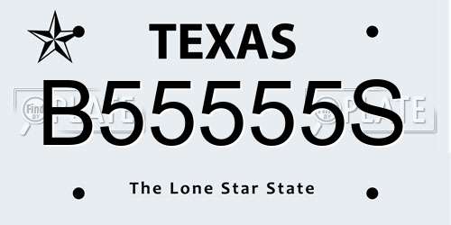 B55555S Texas License Plate